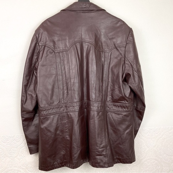 Vintage 70s cowhide leather jacket men’s 44R Montgomery Ward unisex fit - Picture 13 of 13